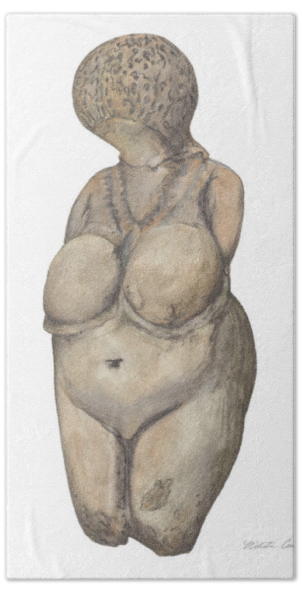Venus Beach Towel featuring the drawing Venus of Kostenski by Nikita Coulombe
