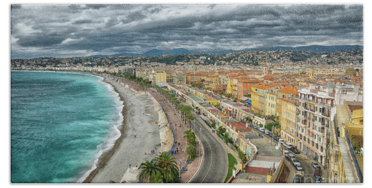 Nice France Beach Towel featuring the photograph View of Nice France From Castle Hill by Wayne Moran