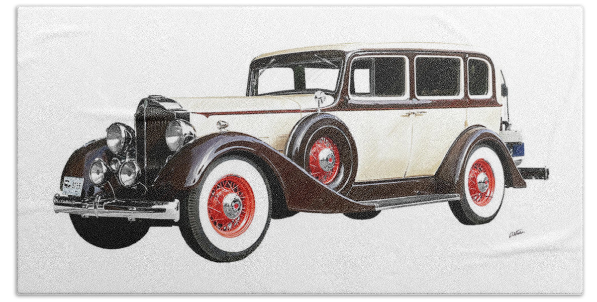 Packard Sedan Beach Towel featuring the drawing Vintage 1934 Packard Sedan - DWP2737447 by Dean Wittle