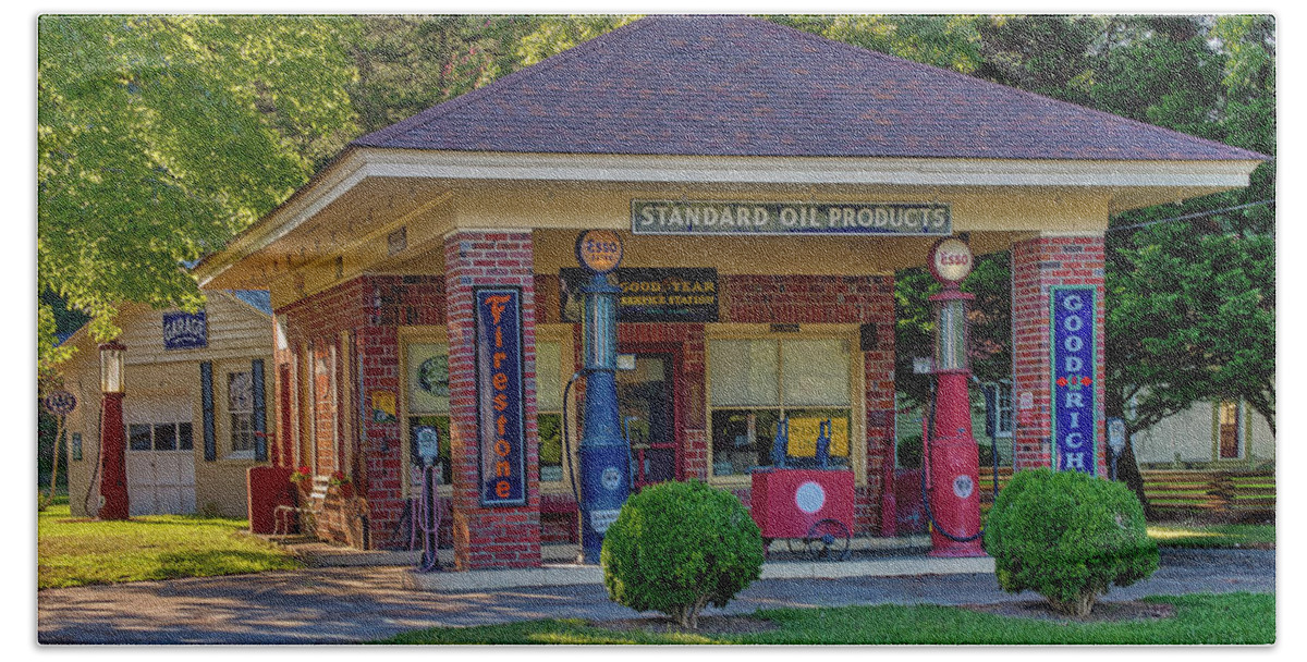 Gas Station Beach Towel featuring the photograph Vintage Gas Station by Jerry Gammon