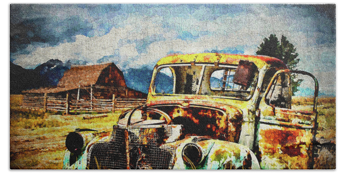 Truck Beach Towel featuring the digital art Vintage by Mark Allen