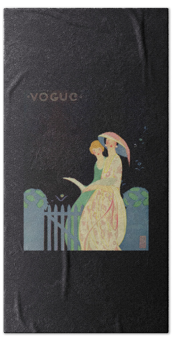 Vintage Vogue Cover Of Two Women On Either Side Beach Towel