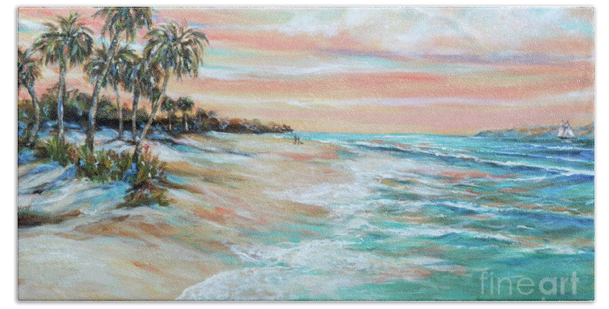 Palms Beach Sheet featuring the painting Walking the Dog II by Linda Olsen