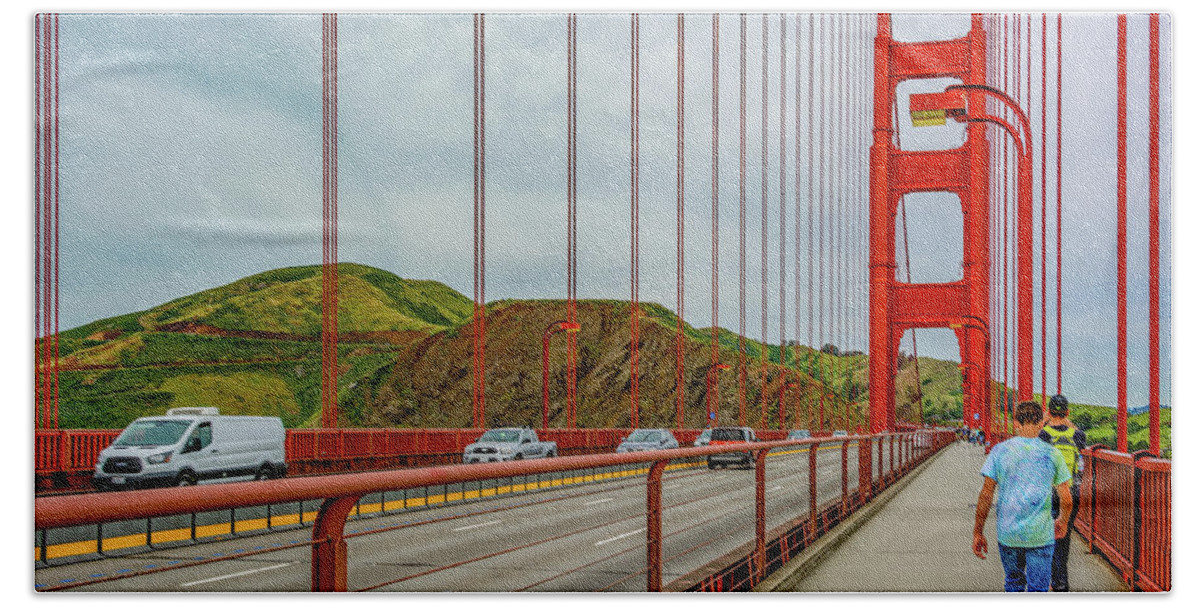 San Francisco Beach Towel featuring the photograph Walking the Golden Gate by Marcy Wielfaert