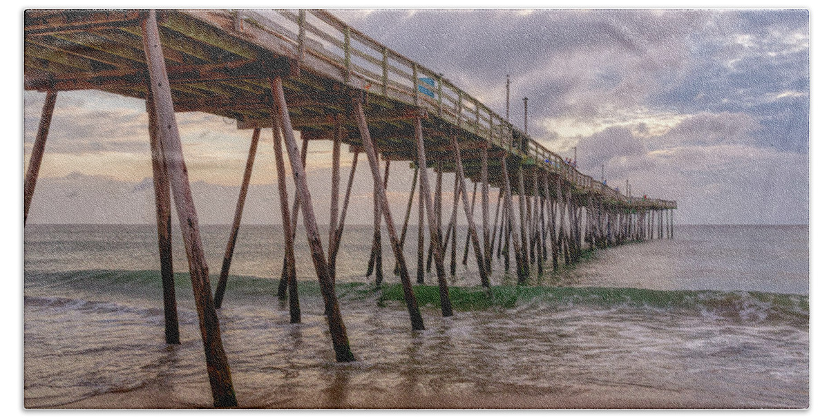 Ocean Beach Towel featuring the photograph Warm Avalon Pier Sunrise by Donna Twiford