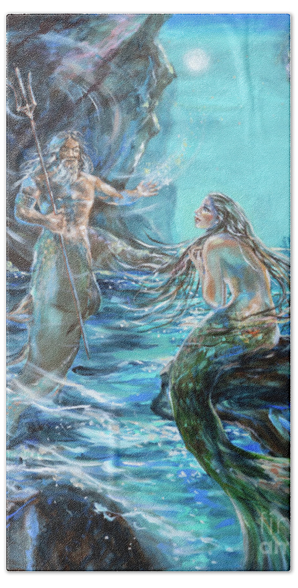 Fantasy Beach Towel featuring the painting Water Wizard by Linda Olsen