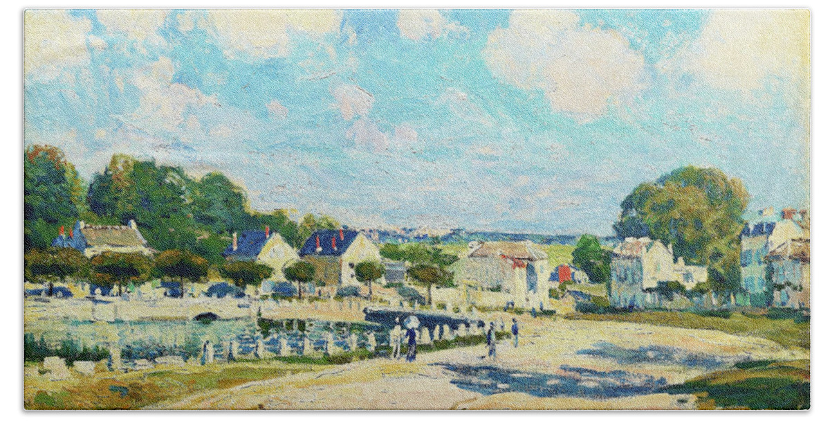 Watering Place At Marly Beach Sheet featuring the painting Watering Place at Marly - Digital Remastered Edition by Alfred Sisley