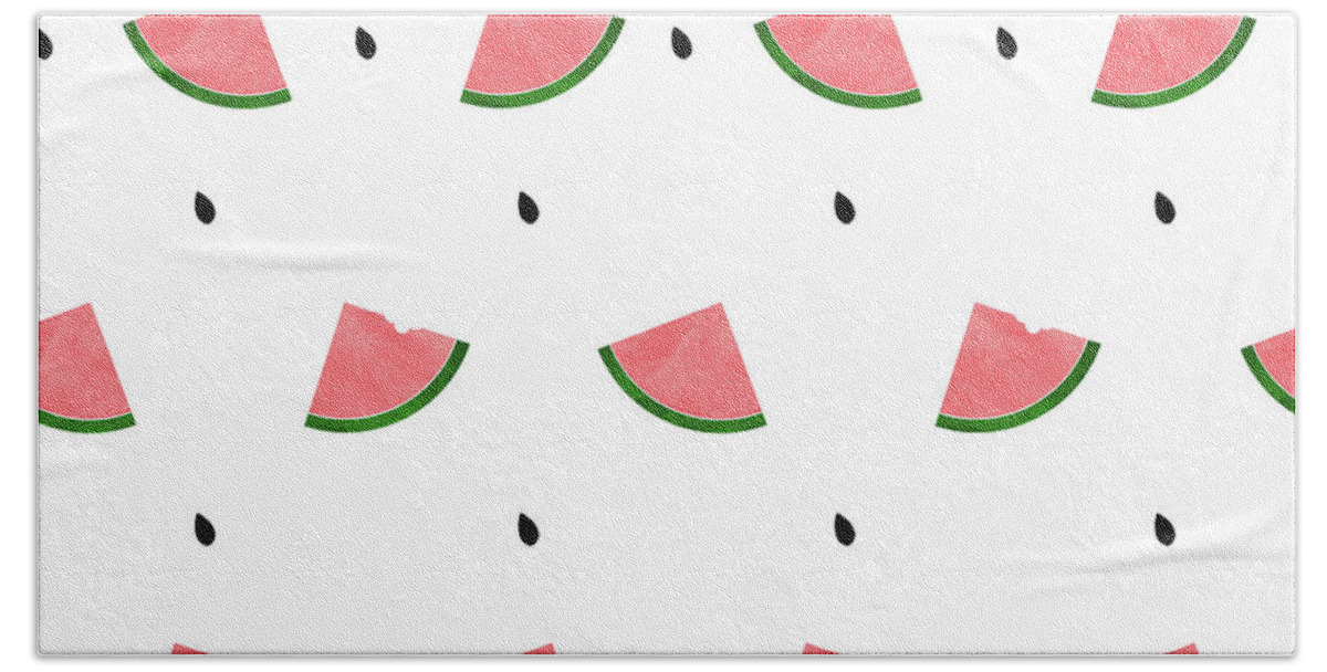 Watermelons Beach Towel featuring the mixed media Watermelon Pattern by Sundance Q
