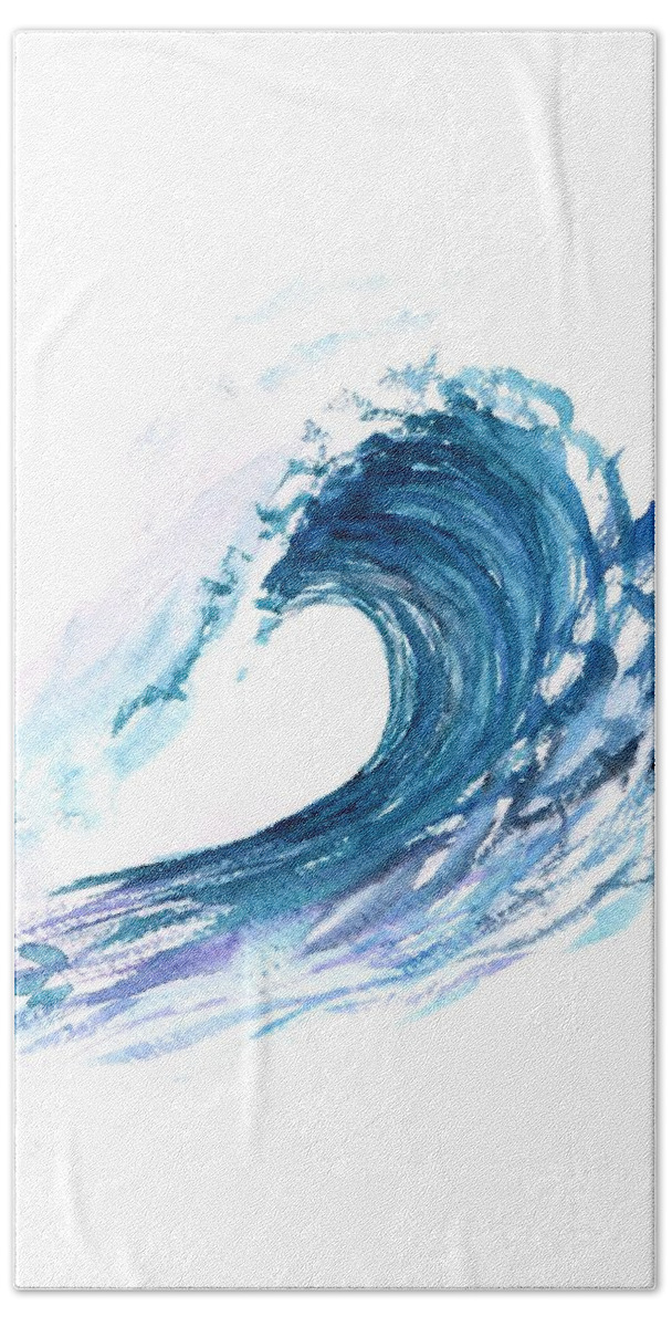 Watercolor Painting Beach Towel featuring the painting Wave 6 by Sweeping Girl
