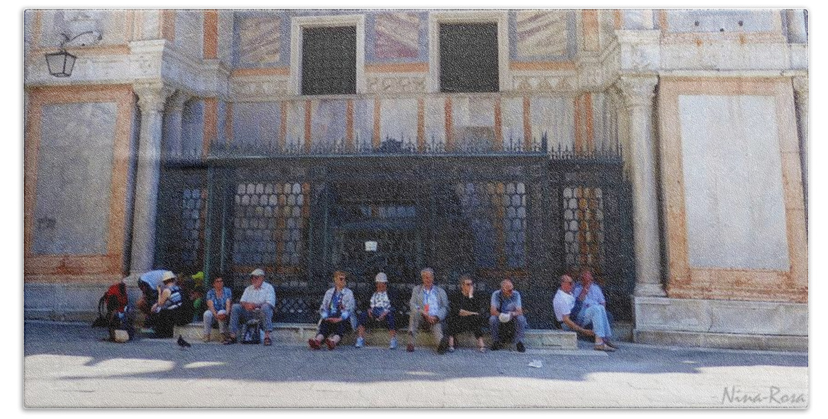 Water Beach Towel featuring the photograph Weary Walkers - Venice by Nina-Rosa Dudy