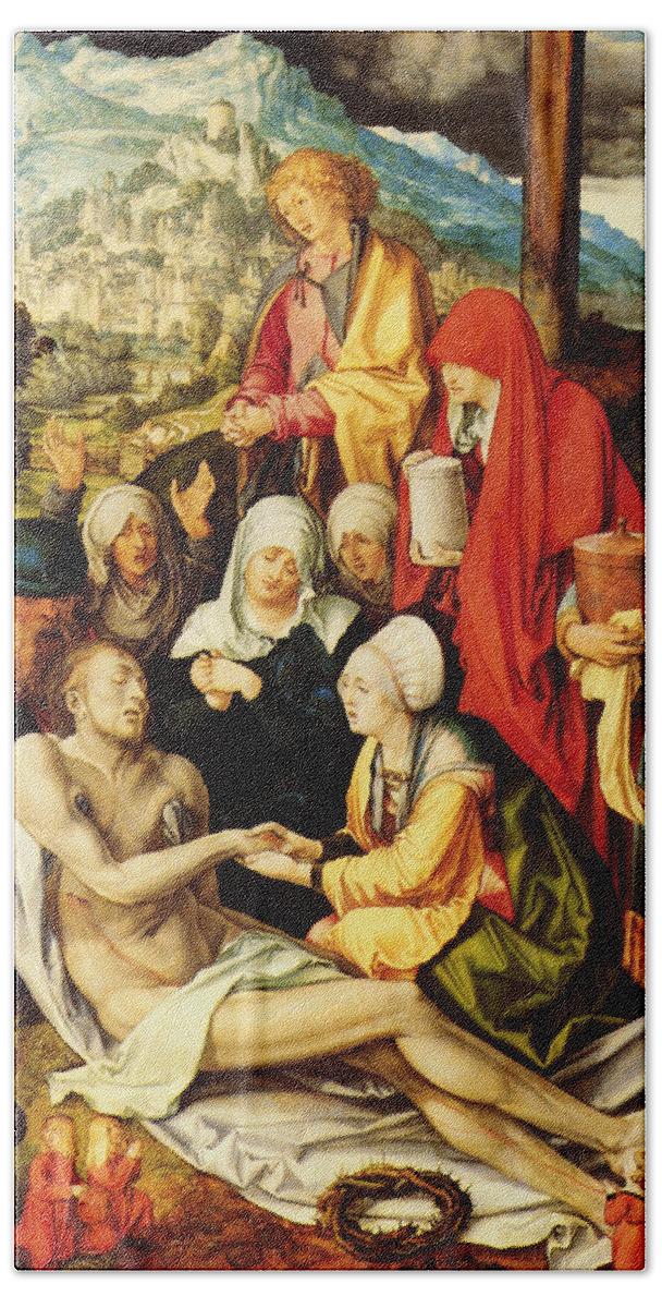 Christ Beach Towel featuring the painting Weeping for Christ by Albrecht Durer