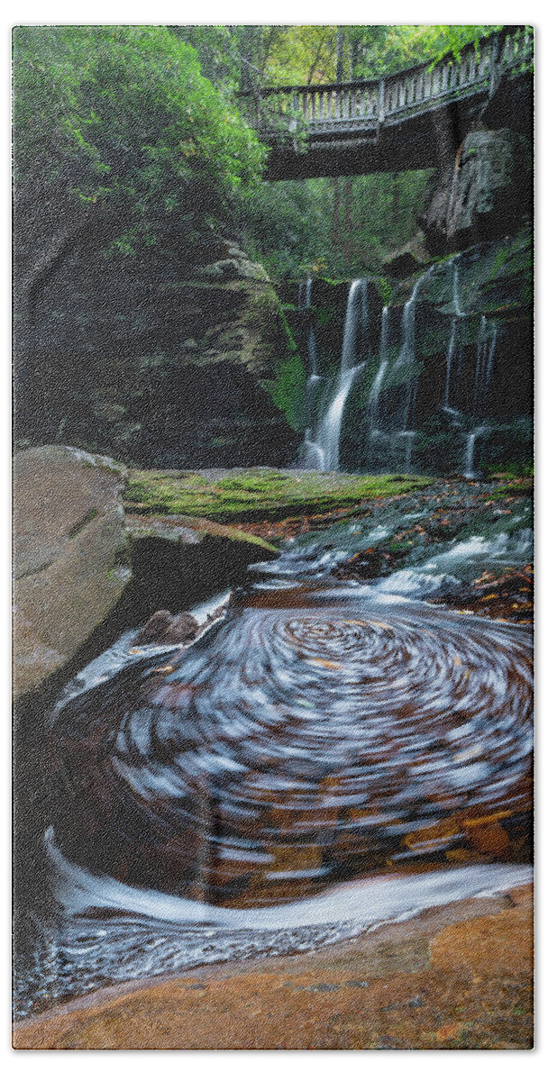 Blackwater Falls Beach Towel featuring the photograph West Virginia Water Magic by Larry Marshall