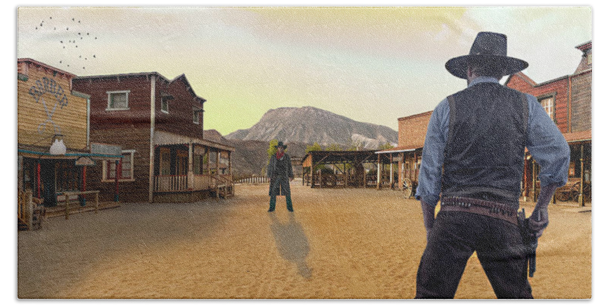 2d Beach Towel featuring the photograph Western Gunfight by Brian Wallace
