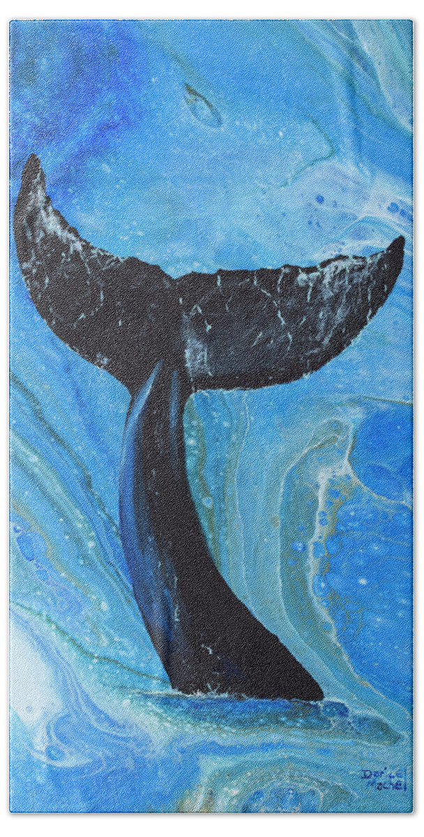 Ocean Beach Towel featuring the painting Whale Tail by Darice Machel McGuire