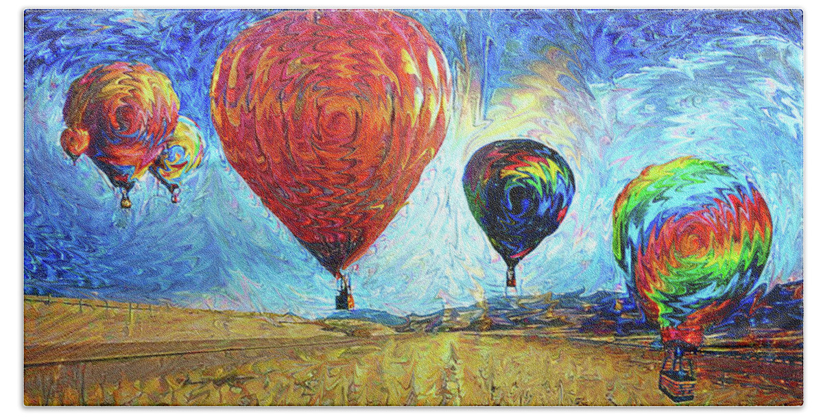 Balloon Beach Towel featuring the digital art When the sky blooms by Alex Mir