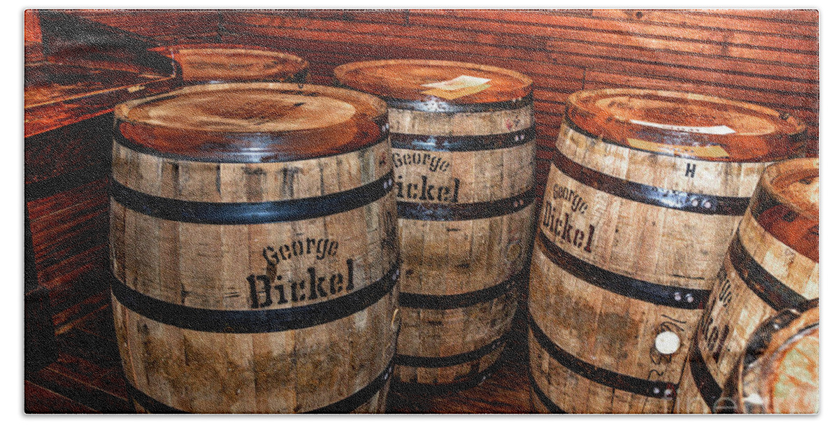 Hdr Beach Towel featuring the photograph Whisky Barrels by Paul Mashburn