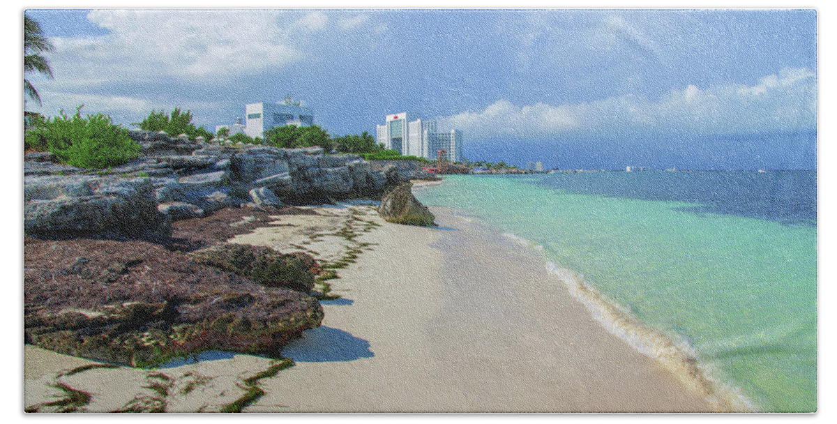 Caribbean Beach Towel featuring the photograph White sandy beach of Cancun by Sun Travels