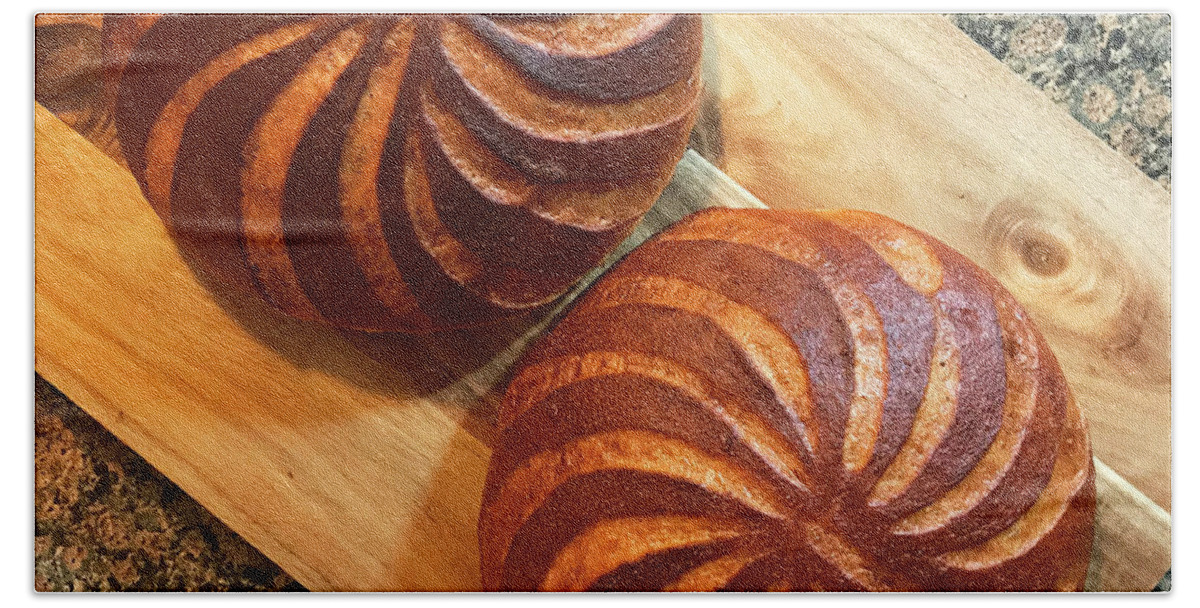 Bread Beach Towel featuring the photograph Whole Wheat Sourdough Swirls by Amy E Fraser