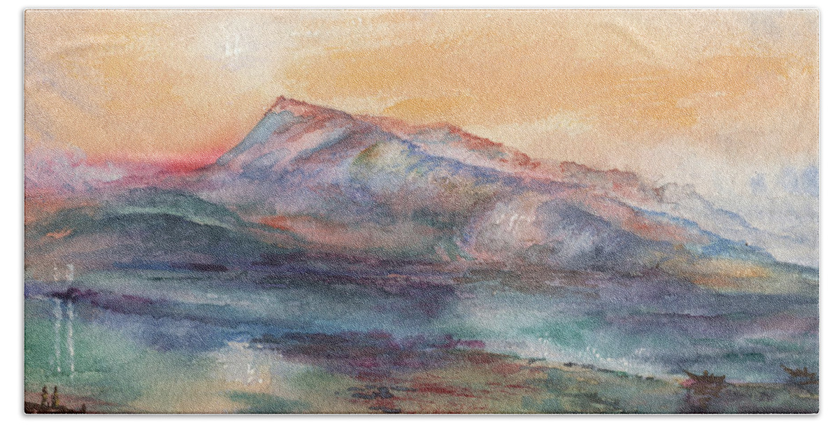 Mountain Beach Towel featuring the painting William Turner Mount Rigi Watercolor Study by Irina Sztukowski