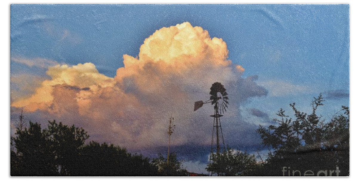 Cloud Beach Towel featuring the photograph Windmill Ridge Sunset by Janet Marie