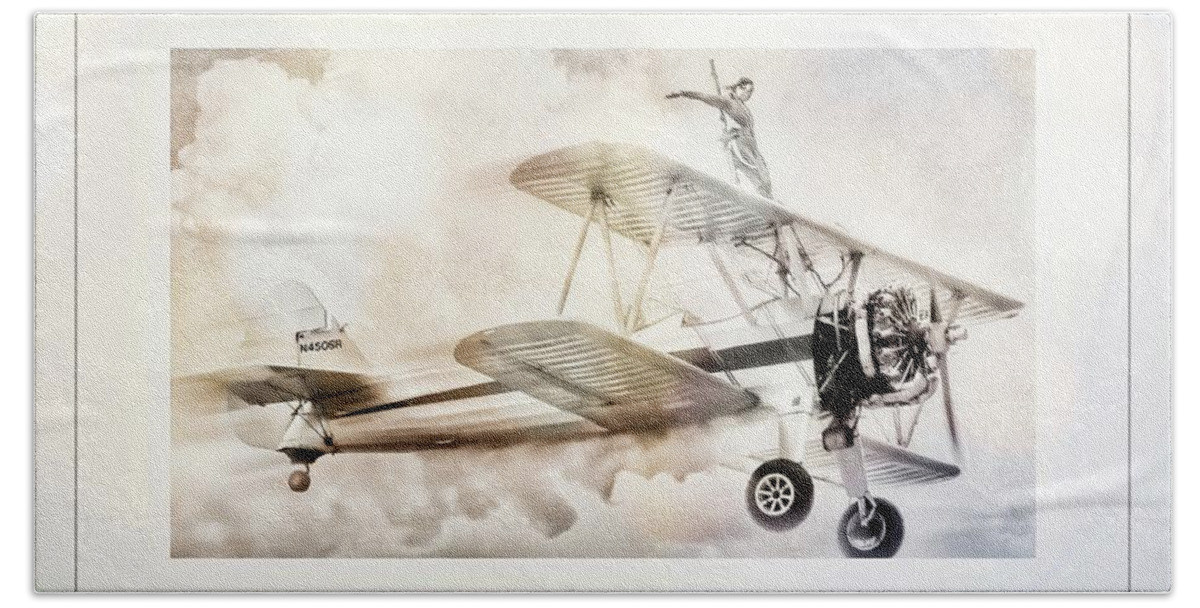 Aviation Beach Towel featuring the photograph Wing Walker by Steve Benefiel