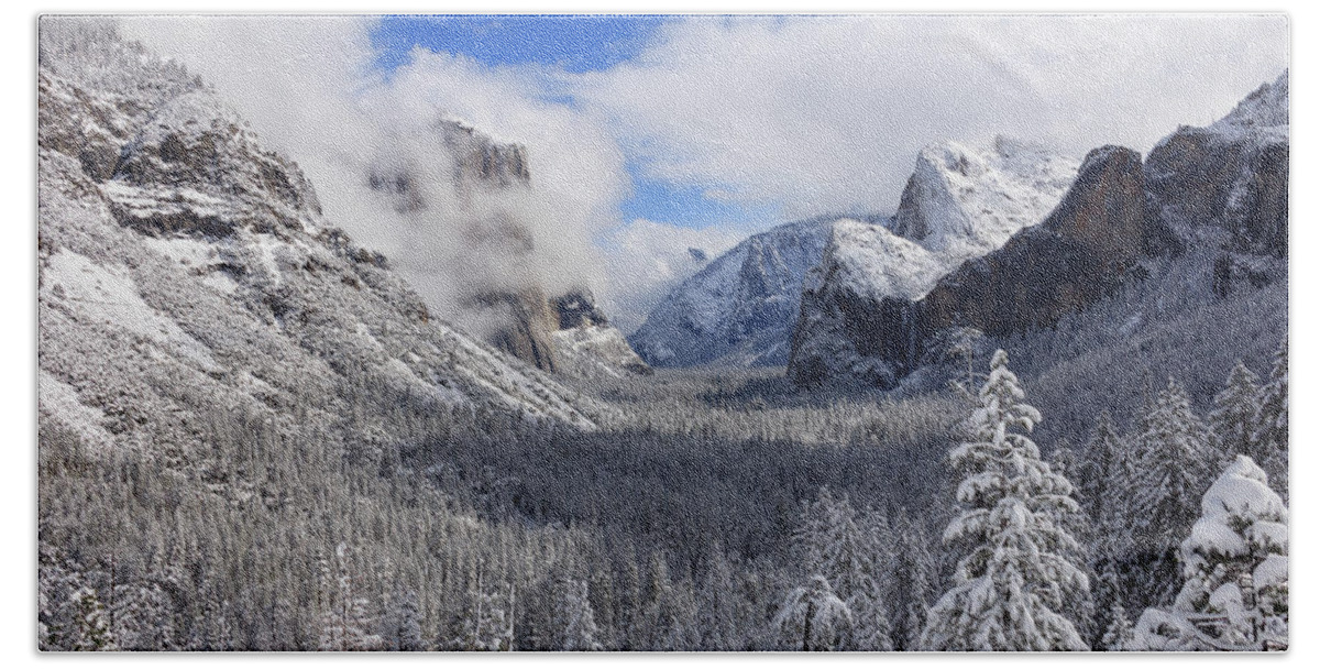 Yosemite Beach Towel featuring the photograph Winter in Yosemite by Erick Castellon
