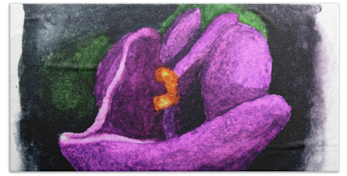 Nature. Flowers Beach Sheet featuring the painting Wisteria Bud Up Close II by Robert Morin