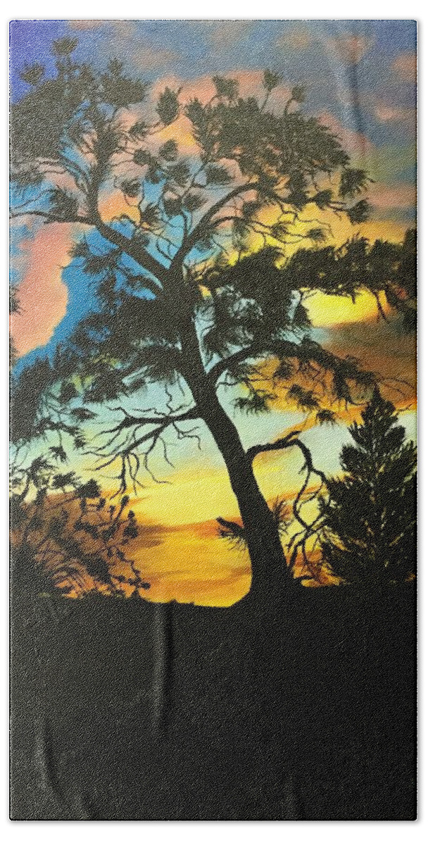 Silhouette Beach Towel featuring the painting With Darkness there is Beauty by Sharon Duguay