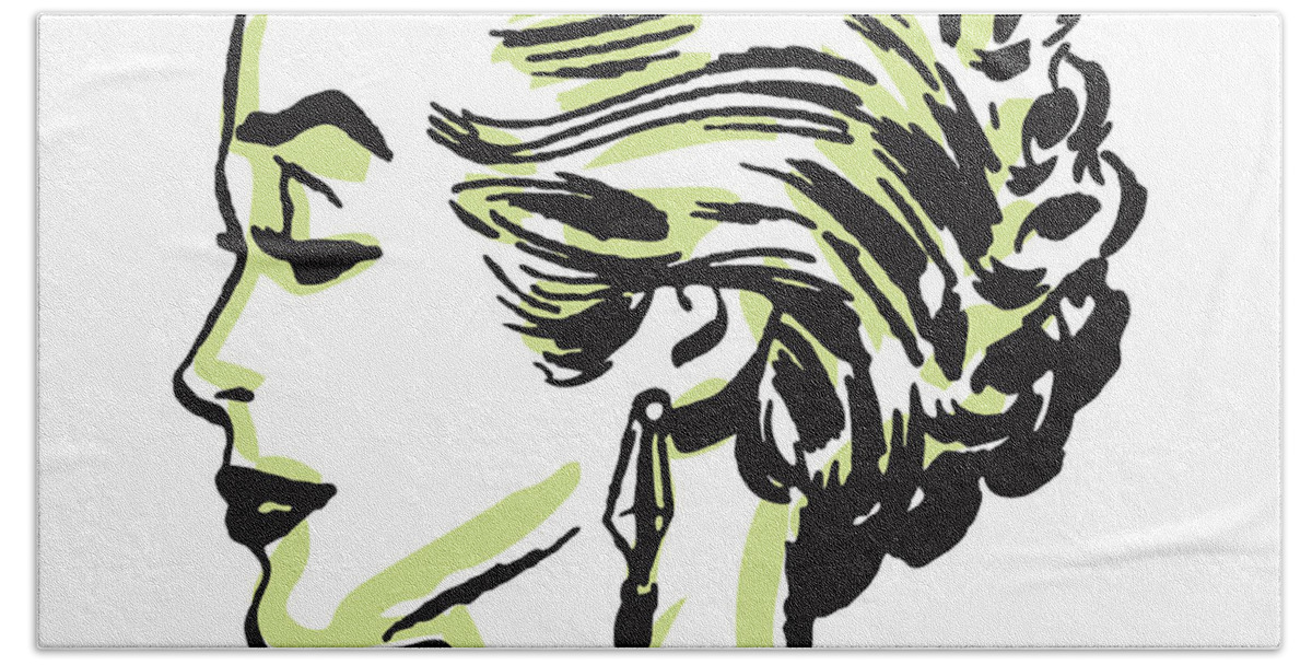 Accessories Beach Towel featuring the drawing Woman's Profile by CSA Images