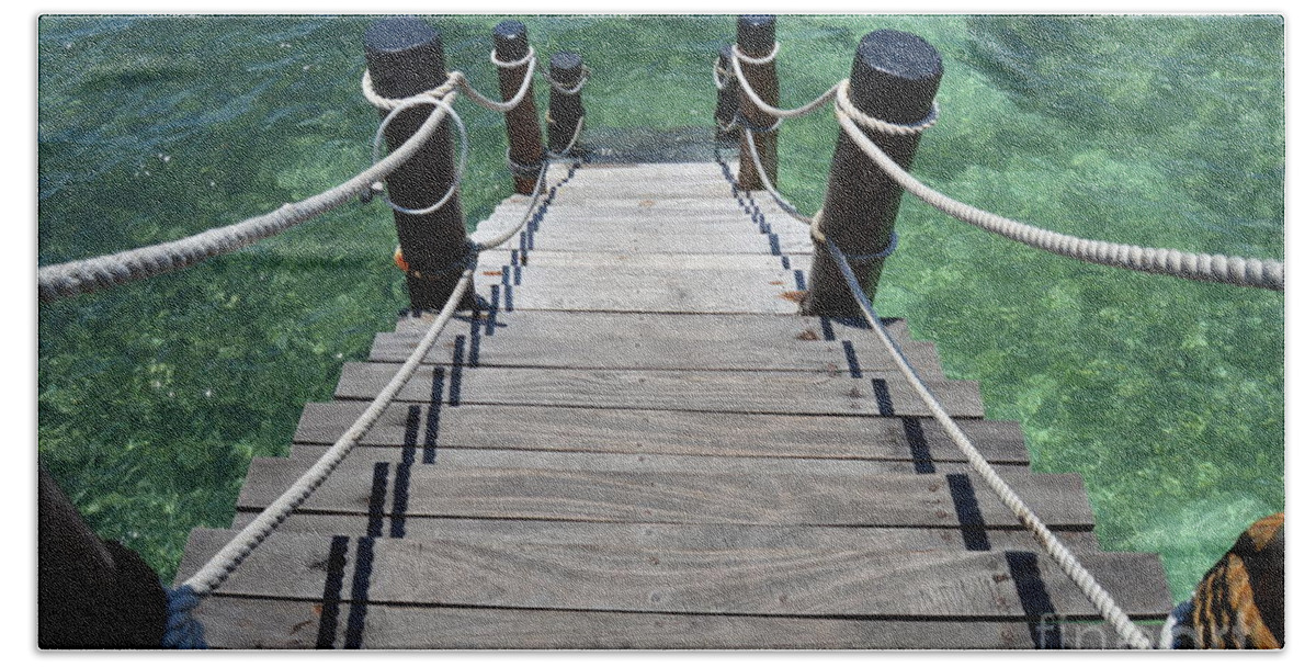 Stairs Beach Towel featuring the photograph Wooden Stairs by Thomas Schroeder