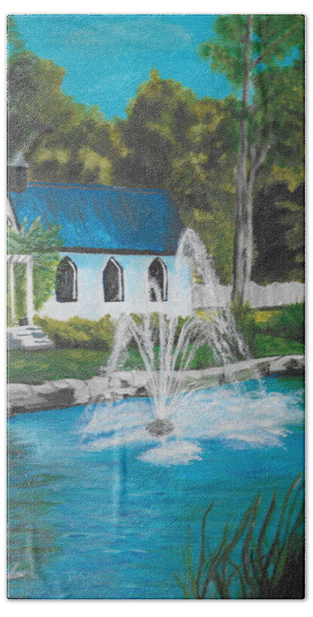 Pond Beach Towel featuring the painting Woodland Park by David Bigelow