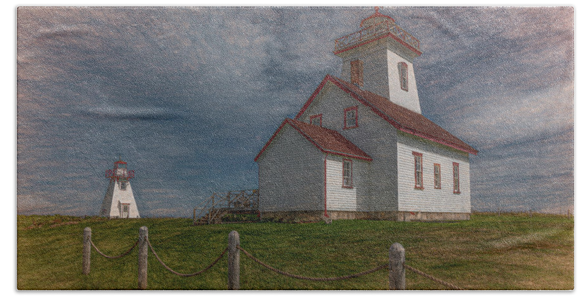 Woods Island Beach Towel featuring the photograph Woods Island Lighthouse, Painterly by Marcy Wielfaert