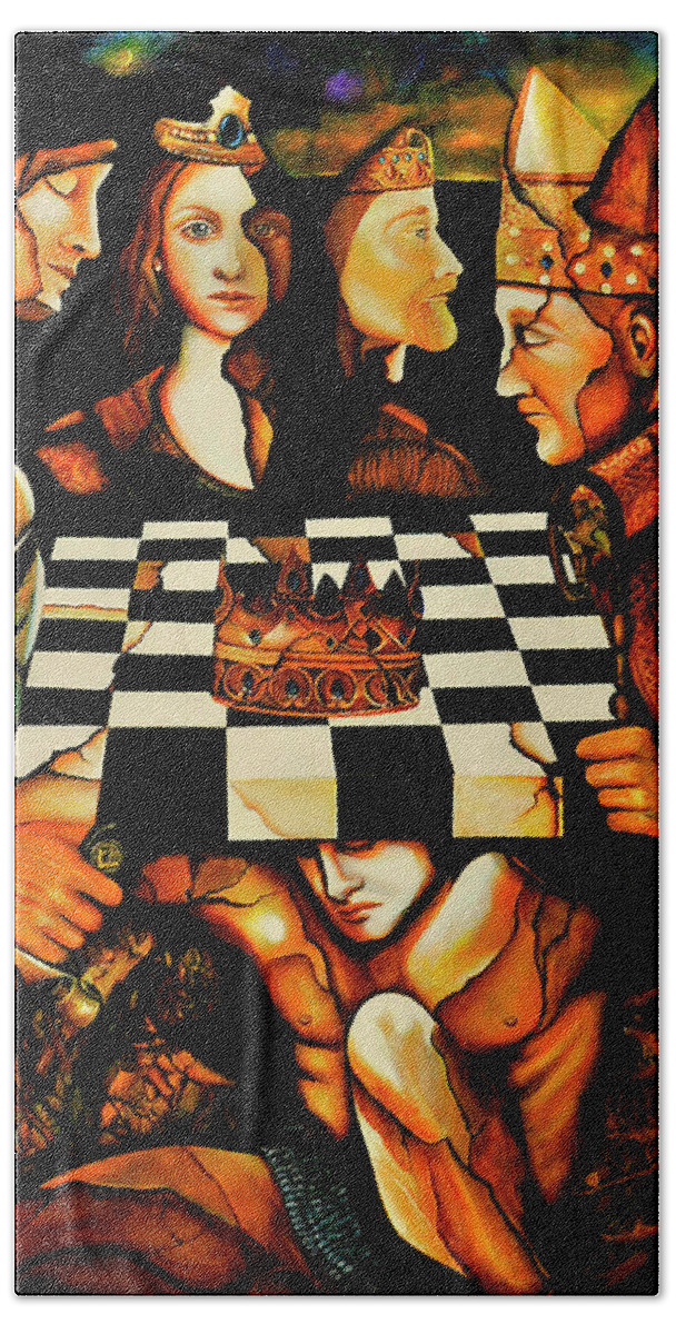 Chess Beach Towel featuring the painting World Chess  by Dalgis Edelson