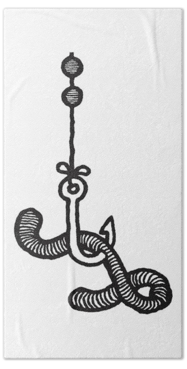 Worm on Fishing Hook Beach Towel by CSA Images - Pixels Merch