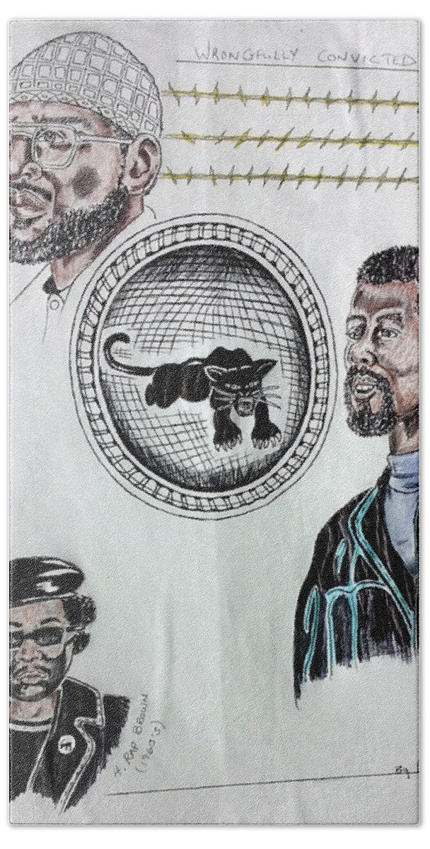 Black Art Beach Towel featuring the drawing Wrongly Convicted by Joedee