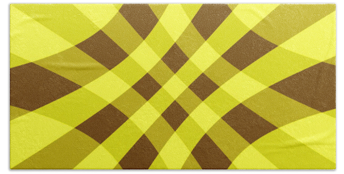 Yellow Beach Towel featuring the digital art Yellow Brown Crosshatch by Delynn Addams for Home Decor by Delynn Addams