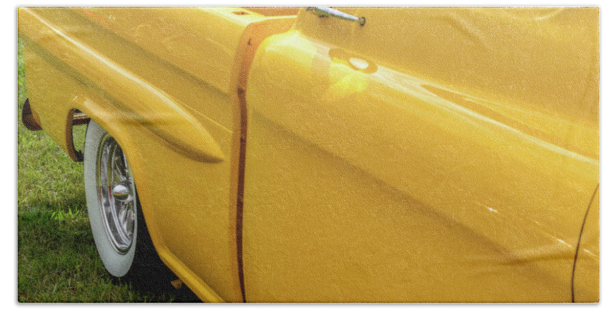 Yellow Beach Towel featuring the photograph Yellow Chevy by Michelle Wittensoldner