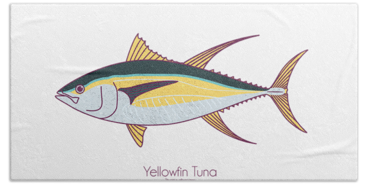 Yellowfin Tuna Beach Towel featuring the digital art Yellowfin Tuna by Kevin Putman