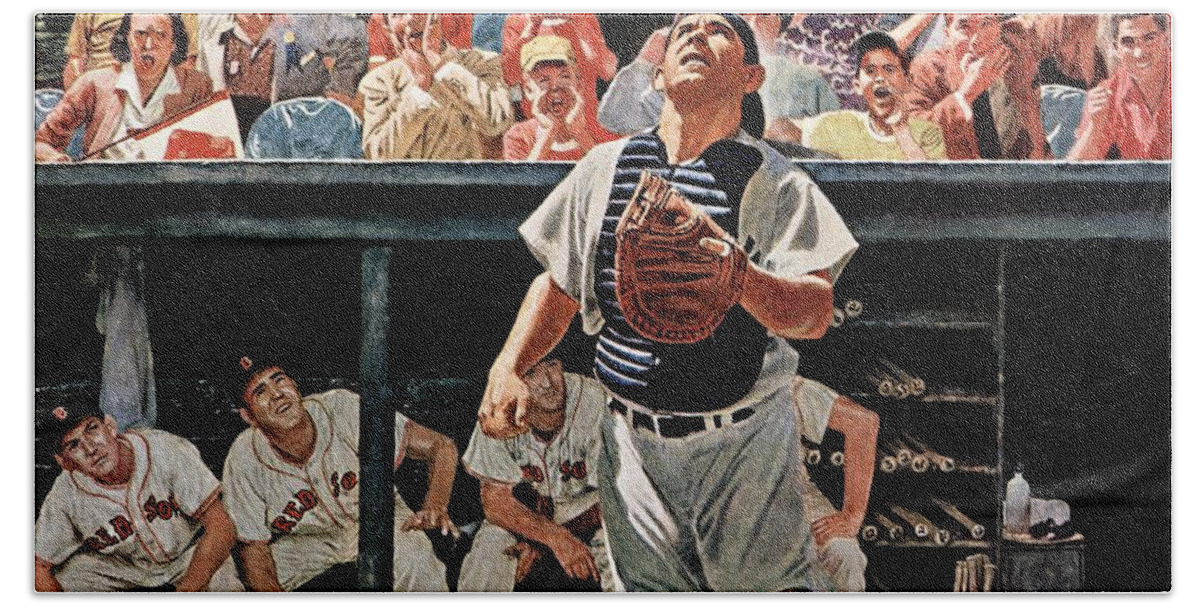 Baseball Beach Towel featuring the drawing Yogi Berra by Earl Mayan
