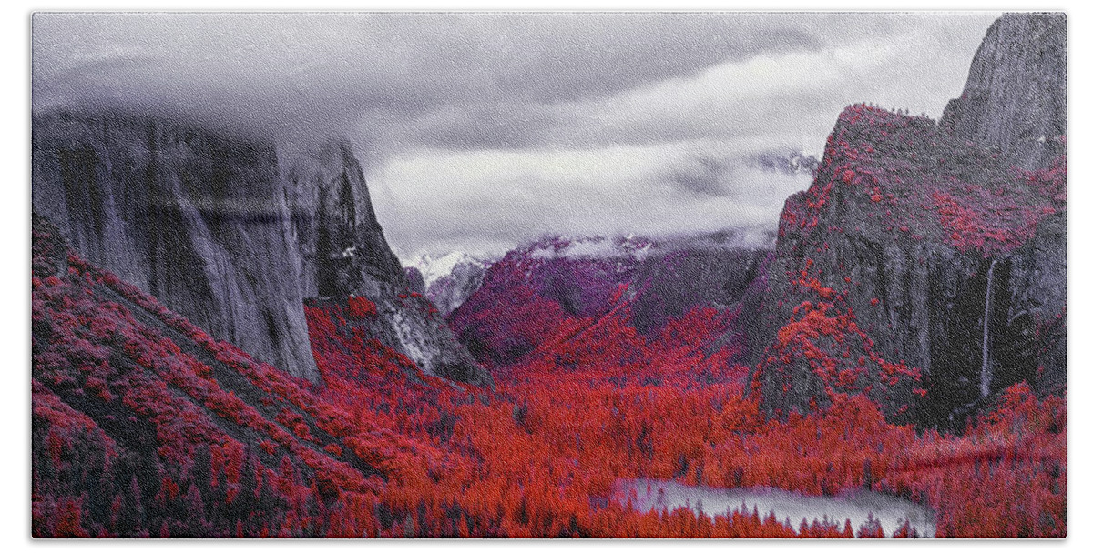 Yosemite Beach Towel featuring the photograph Yosemite in Red by Jon Glaser