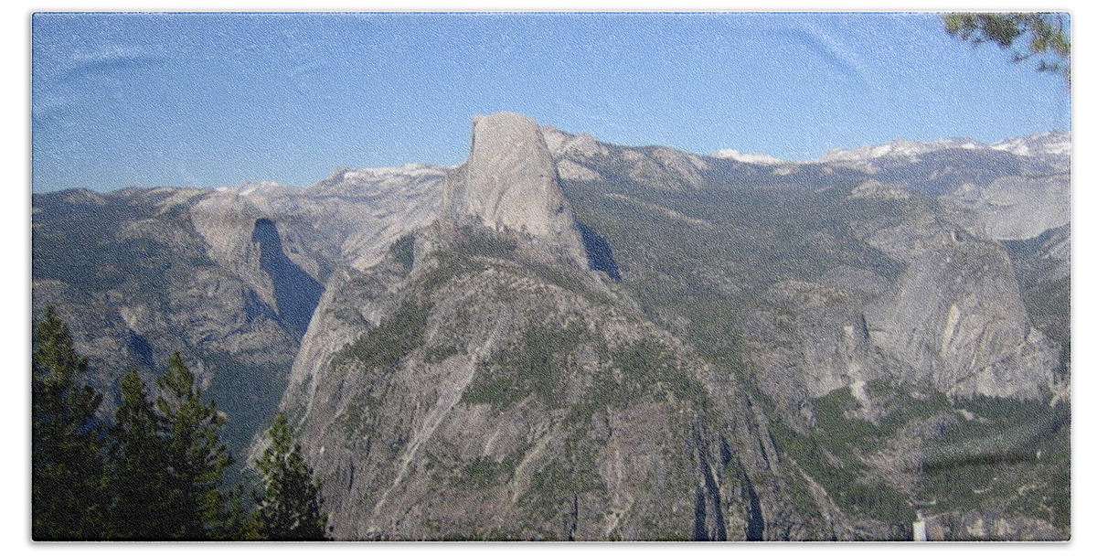 Yosemite Beach Towel featuring the photograph Yosemite National Park Half Dome and Twin Waterfalls View from Glacier Point by John Shiron