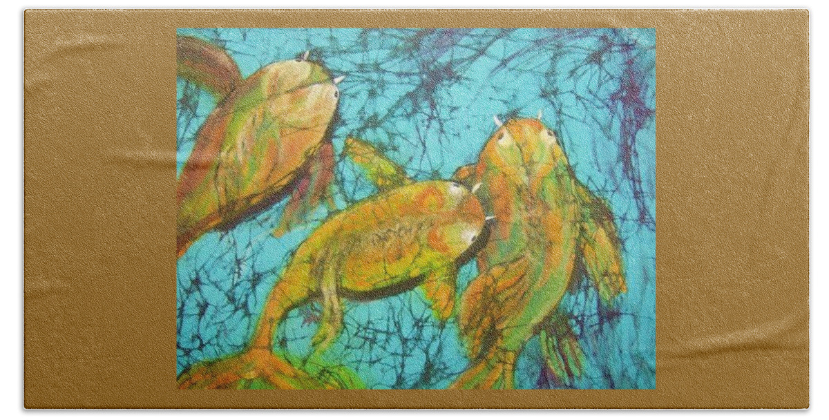  Beach Sheet featuring the tapestry - textile 3 Koi #1 by Kay Shaffer