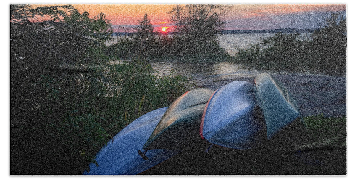 Kayak Beach Towel featuring the photograph After the Last Paddle by Robert Dann