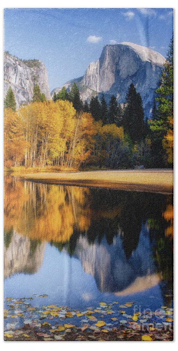 Yosemite Beach Towel featuring the photograph Autumn Reflections #1 by Anthony Michael Bonafede