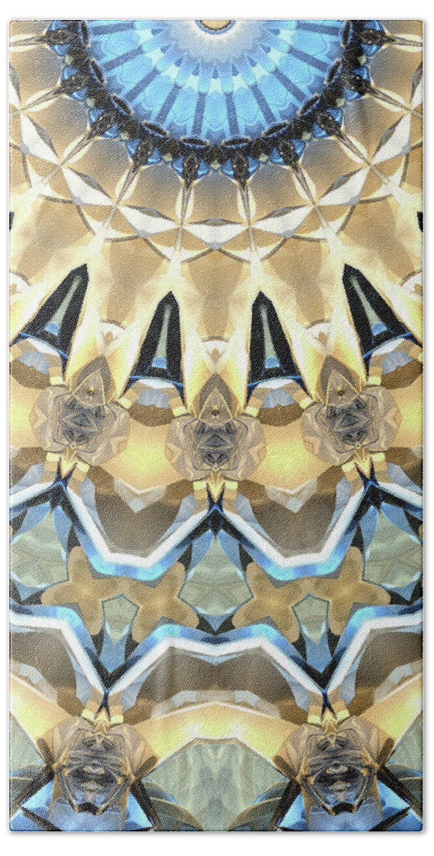 Blue Beach Towel featuring the digital art Blue and Gold Pattern #1 by Phil Perkins