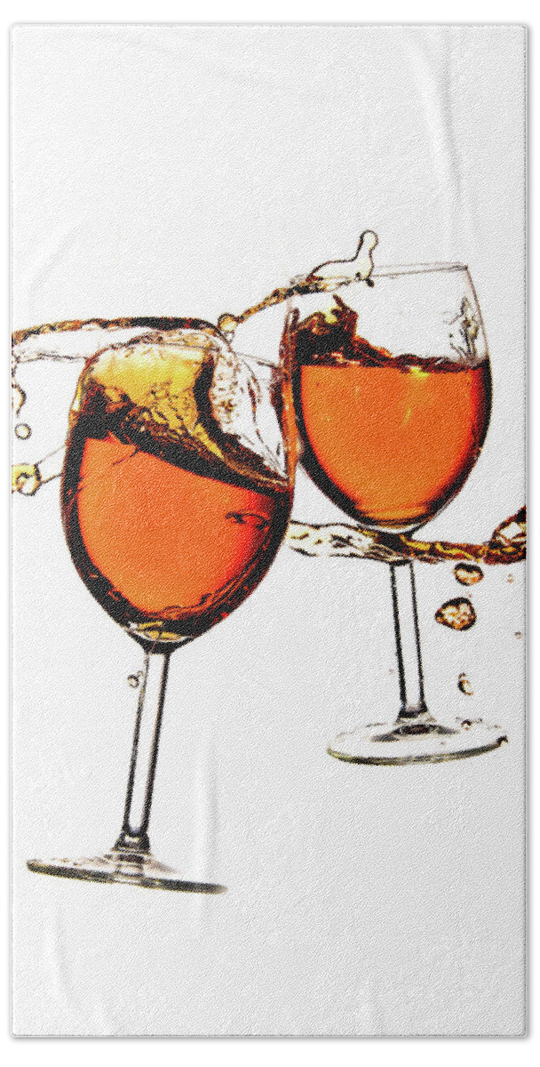 Damaged Beach Towel featuring the photograph Broken wine glasses with wine splashes on a white background by Michalakis Ppalis