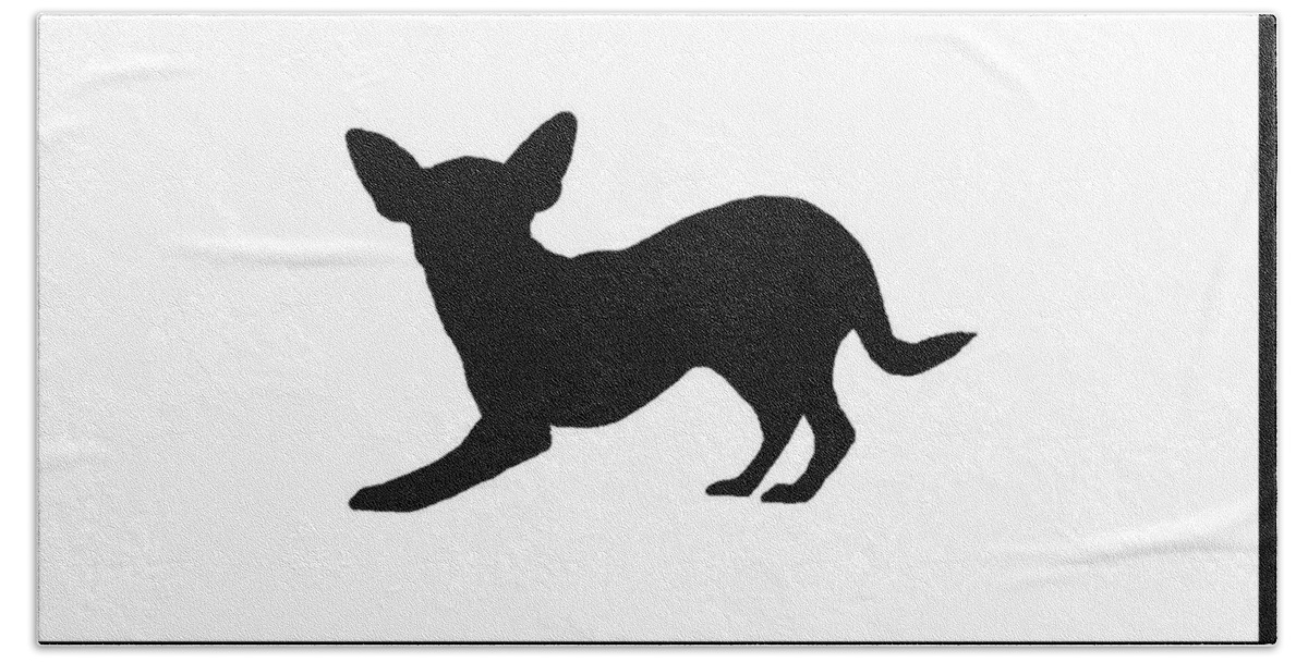 Chihuahua Dog Puppy Purebred Animal Pet Nature Love Love Dogs Black White Mask Sign Silhouette Black Playing Doggie Art Print Beach Towel featuring the digital art Chihuahua #1 by Viktoria K Majestic