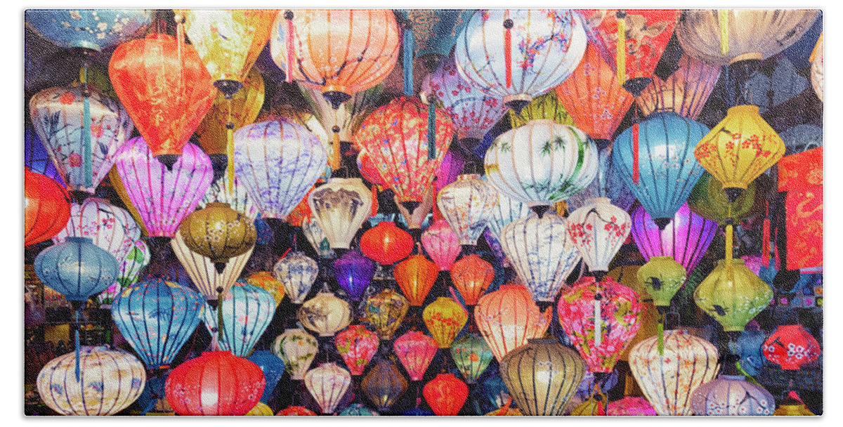 Lantern Beach Towel featuring the photograph Chinese Lanterns #1 by Manjik Pictures