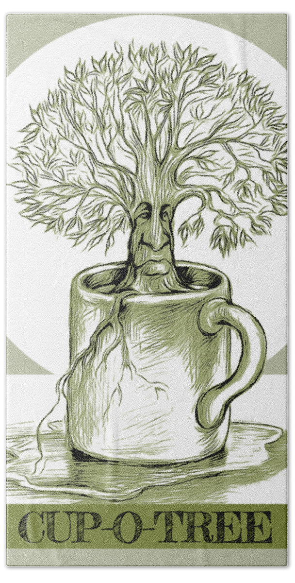 Coffee Beach Towel featuring the mixed media Cup O Tree #1 by Greg Joens