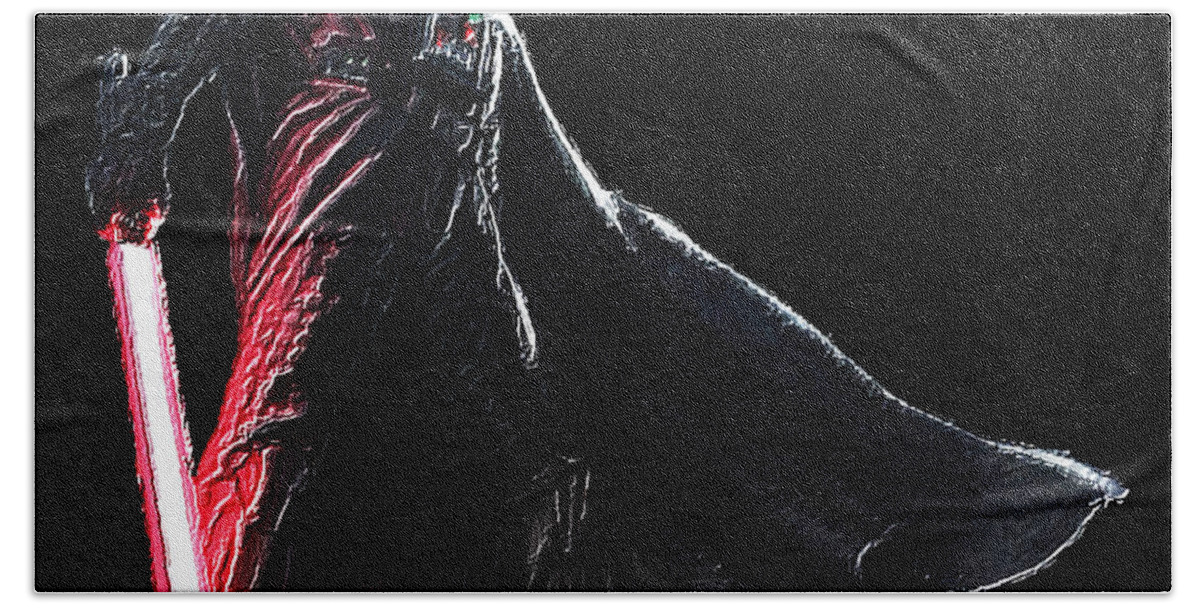 Darth Vader Beach Towel featuring the painting Darth Vader Star Wars by Tony Rubino